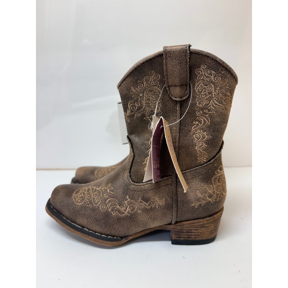 Roper Toddler Girls Brown Embroidered Western Boots Snip Toe 09-017-1566-2494 8T
